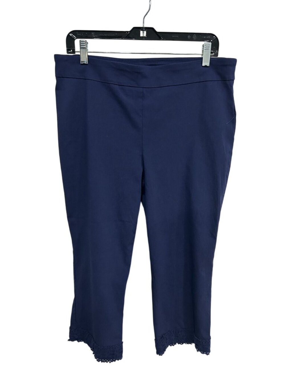 Coral Bay 16 Navy Blue Cropped Pants Lace Hem Elastic Hem Romanticcore Coquette